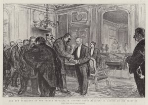 Nový prezident Francouzské republiky M. Rouvier blahopřeje M. Loubetovi k jeho zvolení
